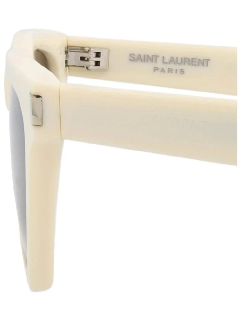 New Saint Laurent Women's Sunglasses Cat Eye Recycled Acetate Frame Ivory Ivory
